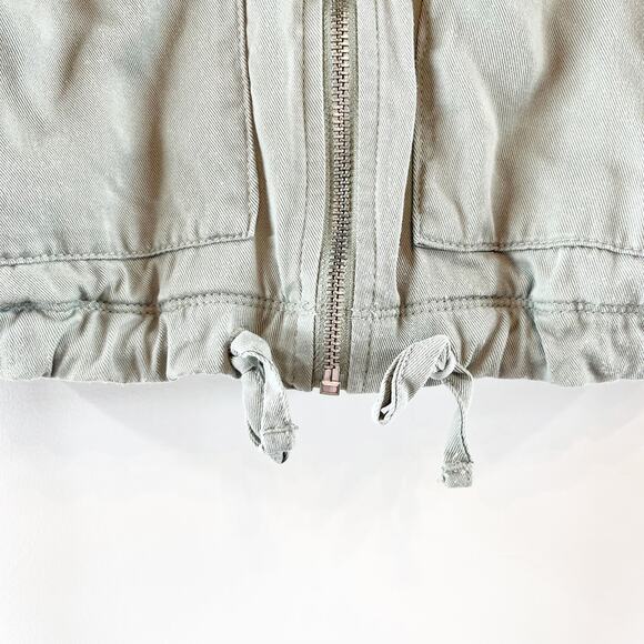 Abercrombie Utility Hooded Cropped Full Zip Jacket Green XXS - Picture 10 of 16